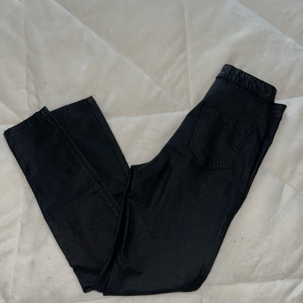 black coated faux leather pants - Picture 4 of 7